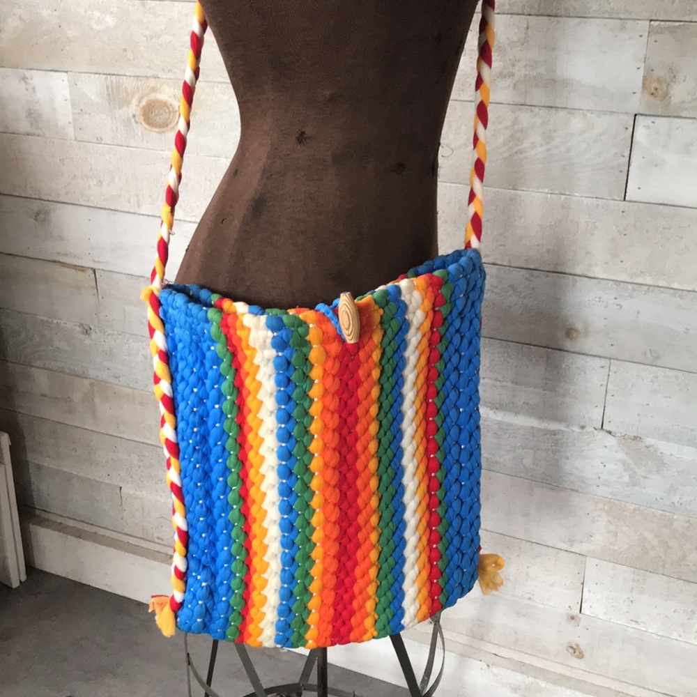 Nylon woven Hipster shoulder crossbody tote bag